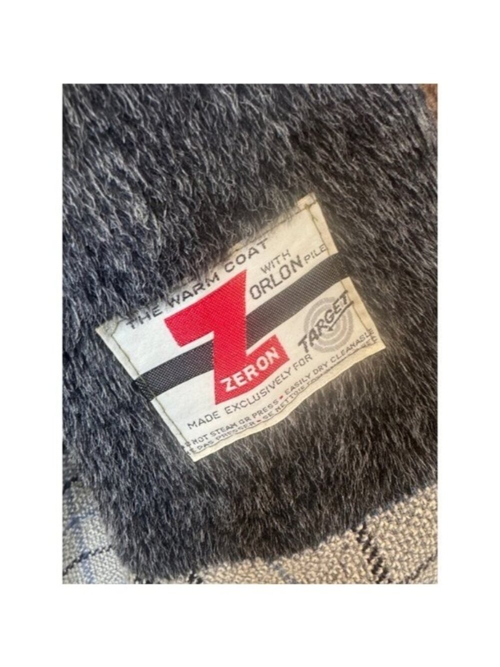 Vintage 70s Target Canada Brown Plaid Wool Orlon Pile Lined Car Coat Mens 38 - Picture 8 of 14